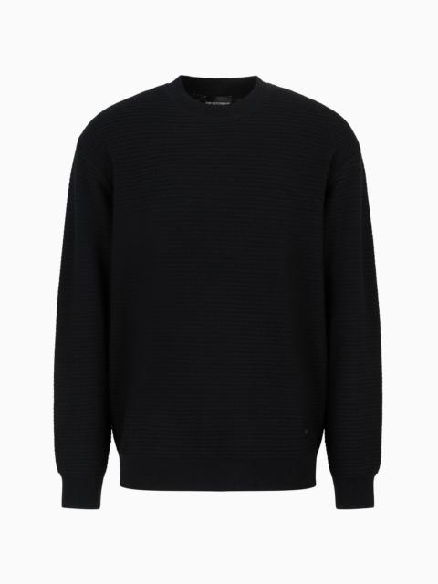 EMPORIO ARMANI Mock-neck jumper in virgin wool with a micro-textured weave