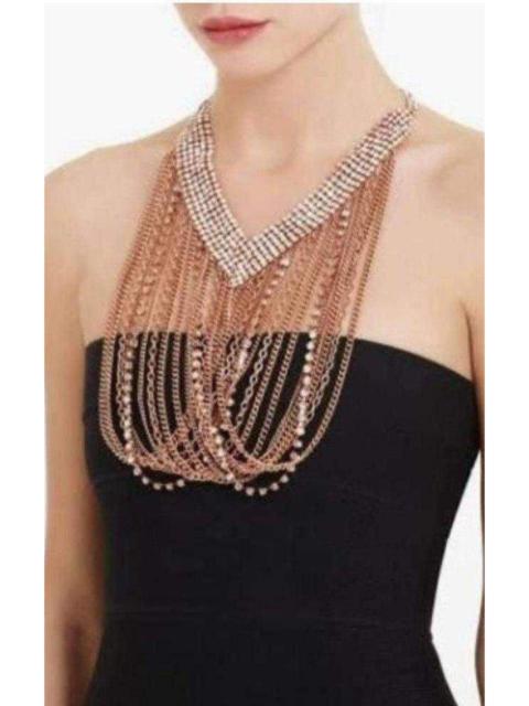 Other Designers Draped Chain Rhinestone Necklace