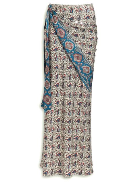 rabanne Rabanne Paisley-printed Satin Maxi Skirt