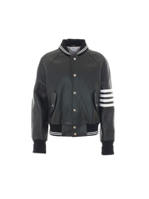 Thom Browne Thom Browne Men Oversized Leather Bomber With 4-Bar