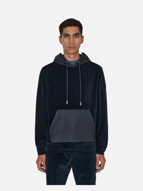 Moncler Velvet Hooded Sweatshirt Blue