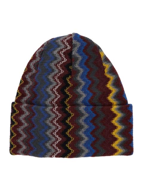 Missoni Missoni Men Brown Beanie With Striped Motif. In Wool. Woman.