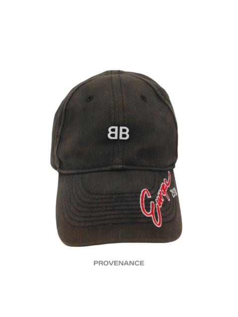 BALENCIAGA Balenciaga BB Europe Embroidered Cap - Washed Black