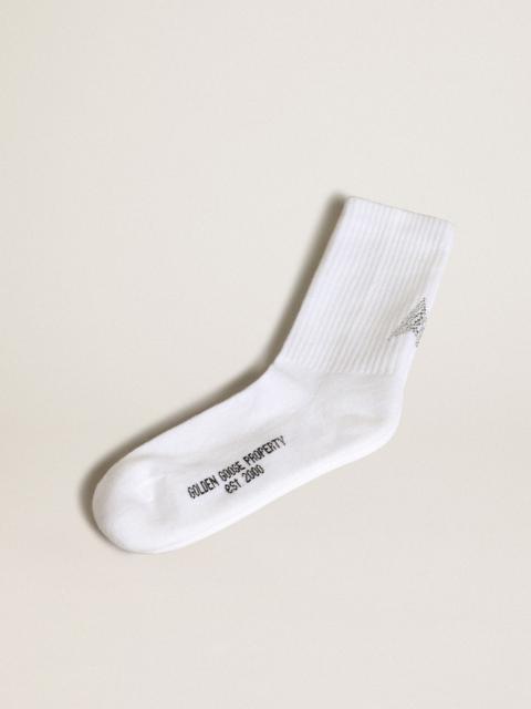 Golden Goose White socks with crystal star on the back