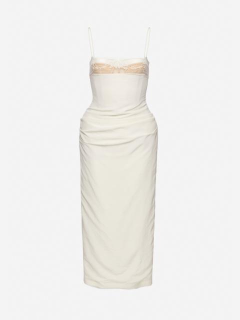 MAGDA BUTRYM Midi corset dress with lace neckline in cream