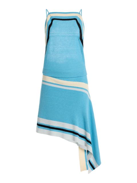 CHRISTOPHER ESBER Straccio Knitted Extension Drape Mini Dress blue