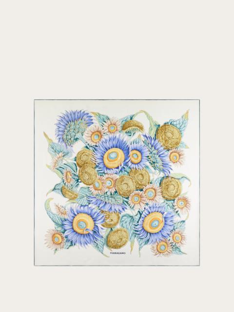 FERRAGAMO Sunflower print silk scarf