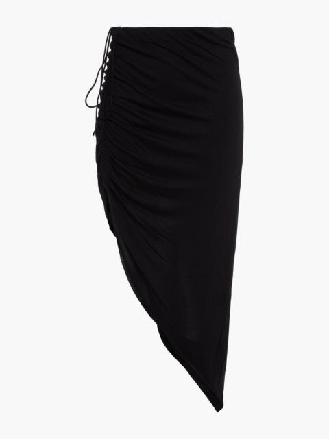 Helmut Lang Asymmetric ruched jersey skirt