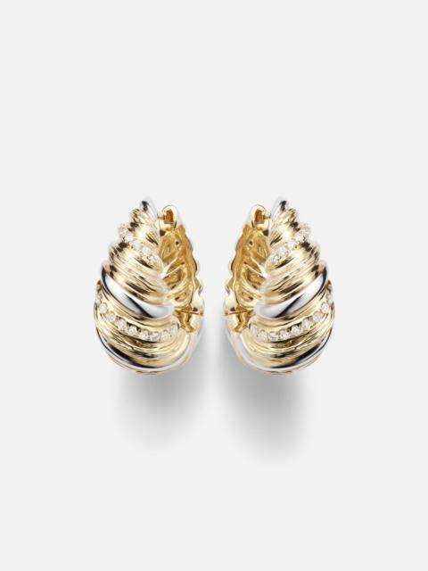 Yvonne Léon Berlingot 9kt white and yellow gold earrings with diamonds