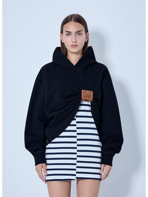 Jean Paul Gaultier Jean Paul Gaultier Women Cotton Fleece Hoodie With Leather Tag Detail