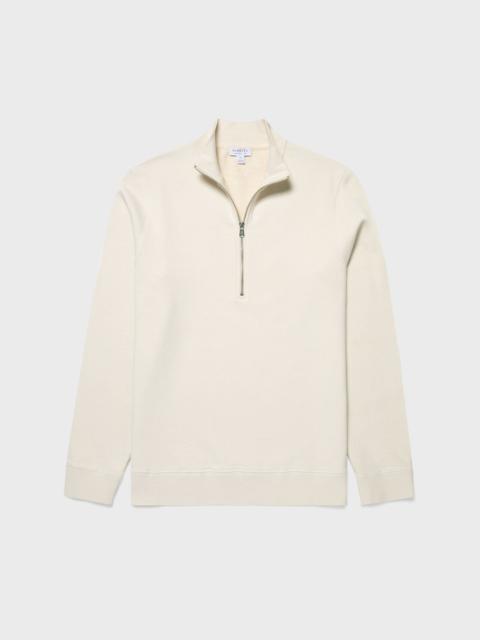 Sunspel Undyed Half Zip Loopback Sweatshirt