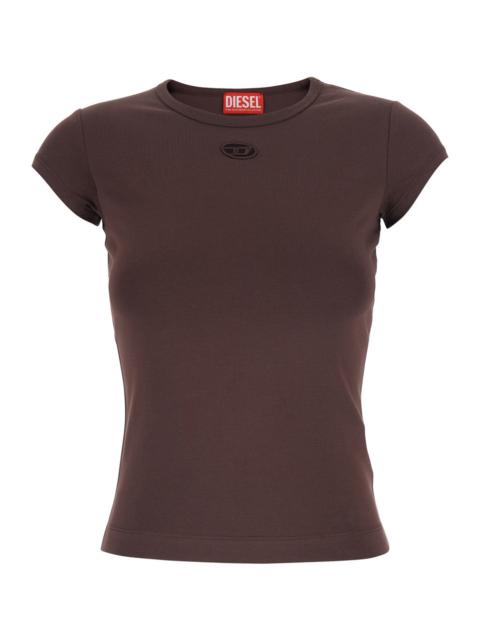 Diesel Diesel Women 'Angie' Brown T-Shirt With D-Logo Plaque On The Front In Cotton Woman