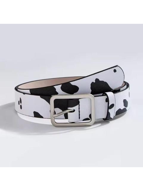 Other Designers Japanese Brand - Cow Print PU Leather Belt - Trendy Black and White Belt