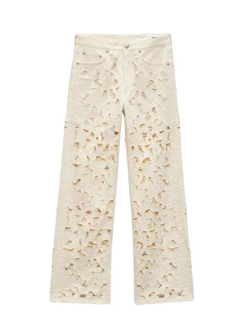 rag & bone Logan Mid Rise Wide Leg Floral Cutout