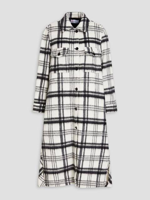 REDValentino Checked brushed wool-blend felt coat