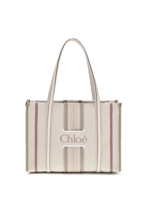 Chloé Chloé Woody Loop Canvas Tote Bag Nude