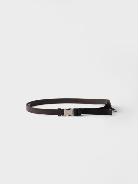 Prada Leather and woven nylon tape belt
