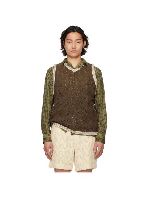 OAS Brown Astrea Orion Crochet Vest
