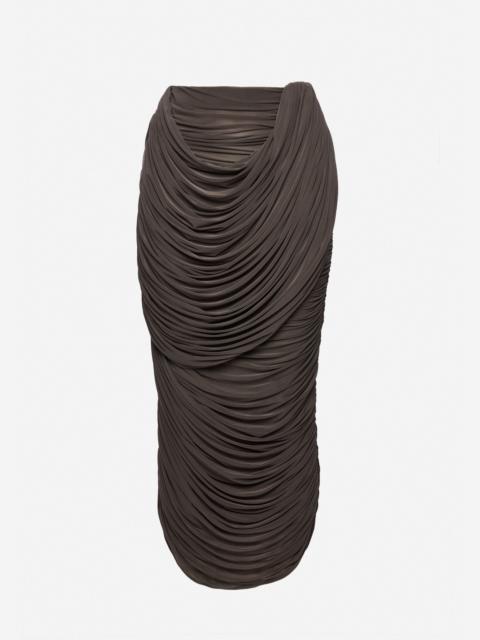 MAGDA BUTRYM Draped silk midi skirt in brown