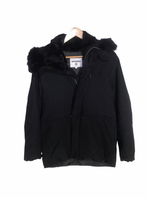 Gomme homme faux fur hooded button wool jacket