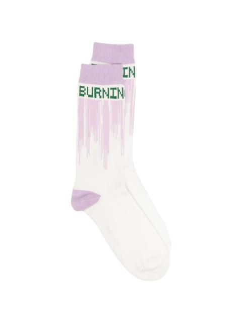 HENRIK VIBSKOV DRIPPING LOVE SOCKS HOMME - PURPLE LOVE BURNING