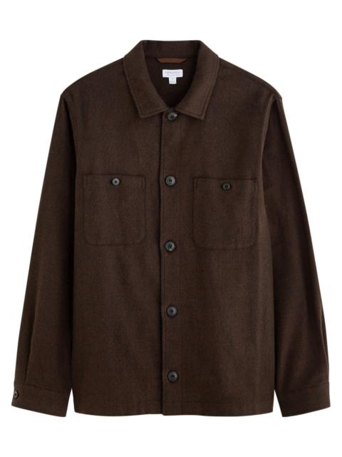 Sunspel Sunspel Herringbone Brushed-cotton Overshirt