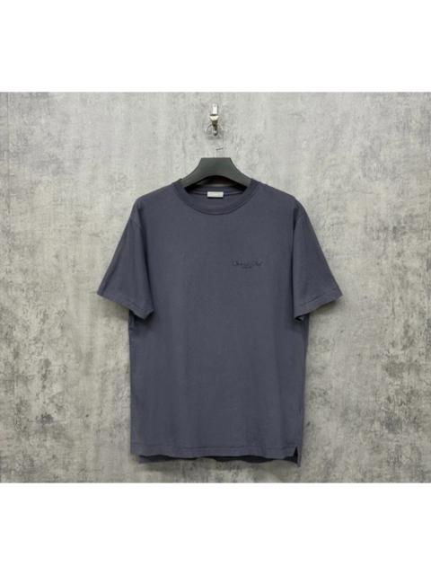 Dior Dior's new washed smoky gray-purple embroidered logo casual short-sleeved shirt