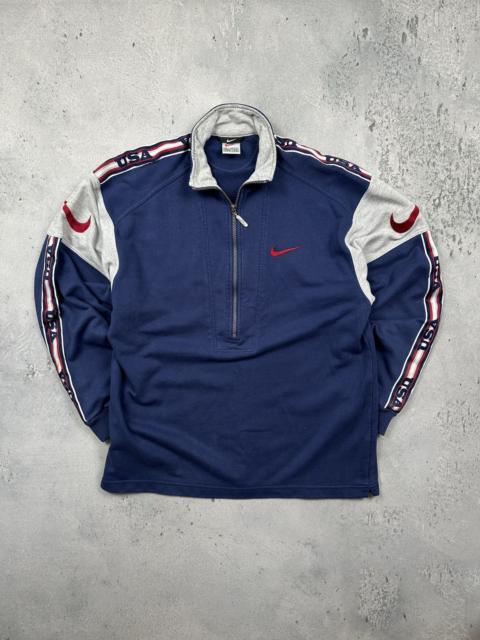 Nike Nike Vintage 1/2 Zip Sweatshirt Central Swoosh USA Logo 90s