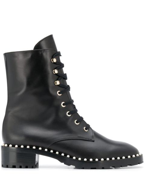 Stuart Weitzman lace-up studded boots