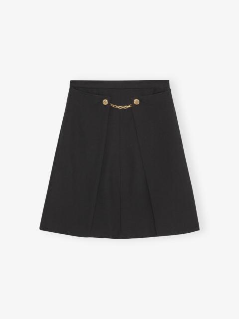 BLACK LIGHT TWILL SUITING SKIRT