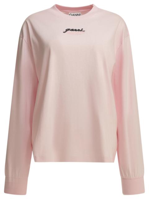 GANNI Ganni Future Crew-neck T-shirt Pink