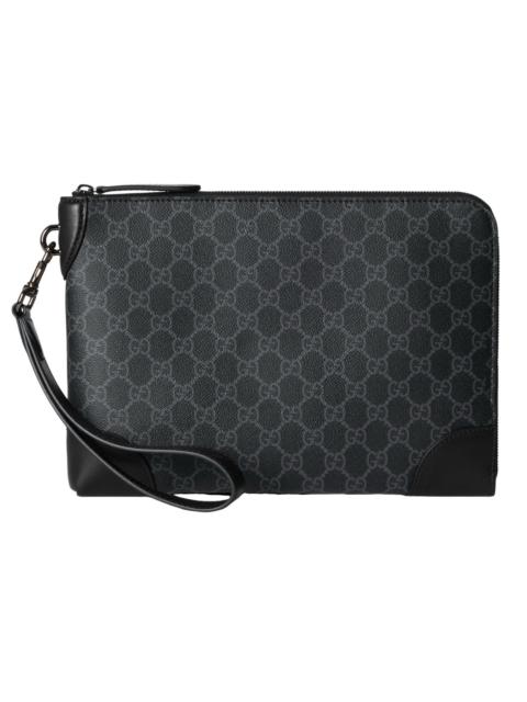 GUCCI GUCCI GG Emblem Small $1250 Black Fabric Business Case New &