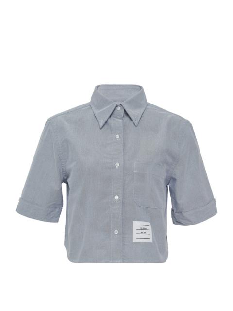 Thom Browne Oxford Cropped Short Sleeve Shirt Women