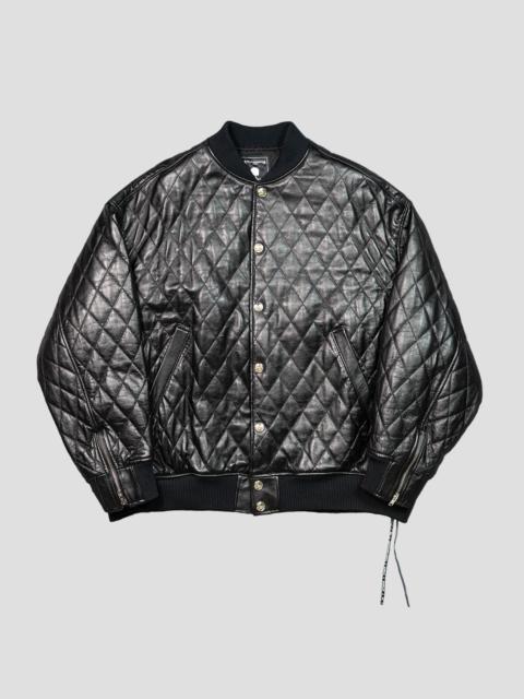 mastermind JAPAN LEATEHER QUILTED VARSITY JACKET