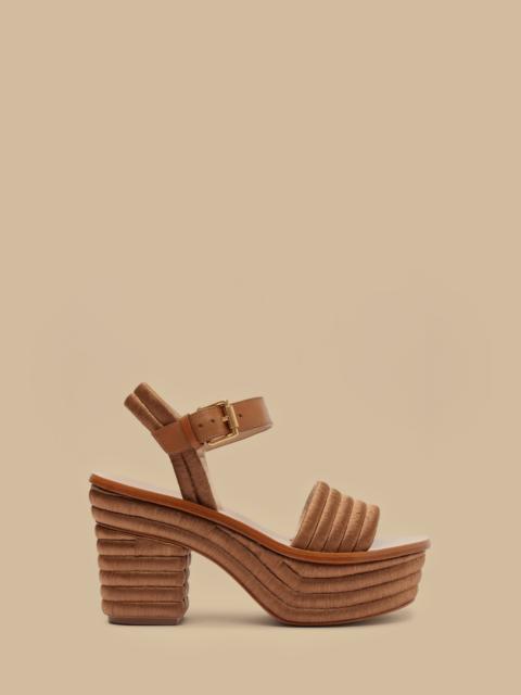 FARM RIO Tan Embroidered Platform Sandal