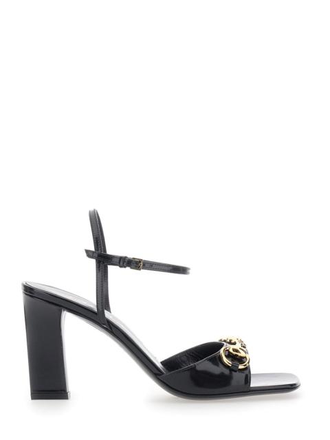 GUCCI Gucci Women 'Signora' Black Sandals With Square Toe With Horsebit And High Heel In Leather For Women
