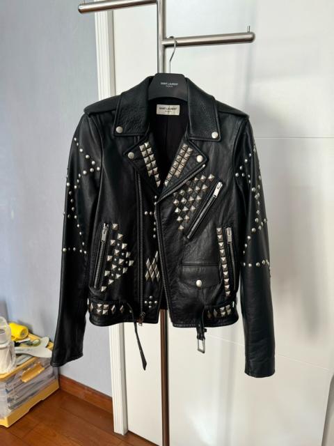 SAINT LAURENT Saint Laurent heavy-duty leather jacket, SLP 16AW, Hedi's last season; Palladium studded starburst l