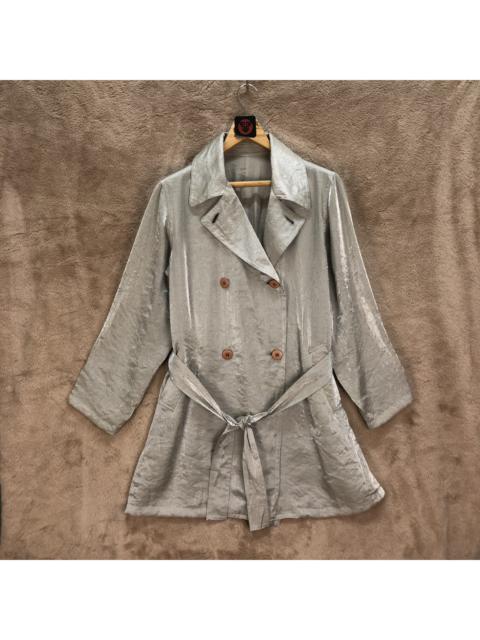 Other Designers Vintage - BIGI SILVER LIGHT DOUBLE BREASTED TRENCH COAT #6411-65