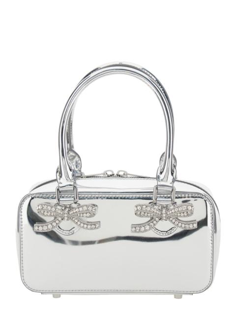 self-portrait Self-Portrait Women Silver-Colored Handbag With Bows On The Front In Laminated Leather Woman