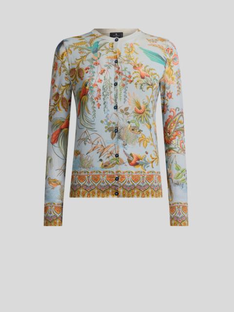 Etro SILK AND CASHMERE CARDIGAN WITH FLORA AND FAUNA MOTIF