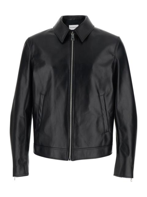 Givenchy Givenchy Men Black Jacket With Classic Collar And Side Pockets In Leather Man