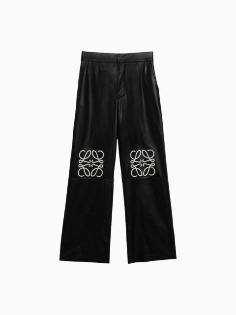 Loewe Black Leather Baggy Trousers With Logo Women
