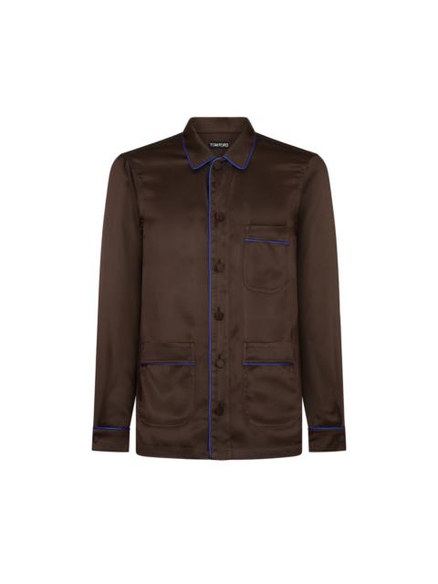 TOM FORD JACQUARD MICRO DOT PAJAMA PIPING SHIRT