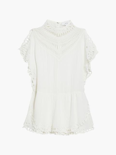 Other Designers Jalaspe broderie anglaise voile peplum top