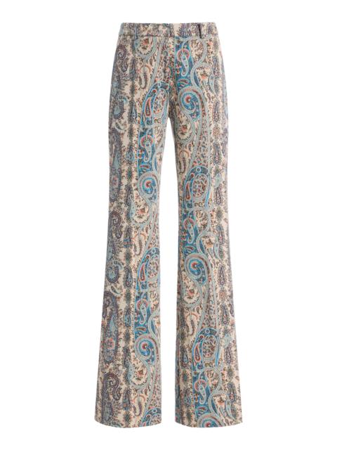 Etro Paisley-Jacquard Cotton-Blend Flared Trousers print