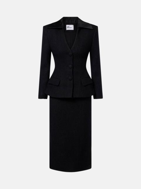 self-portrait Wool-blend twill midi dress