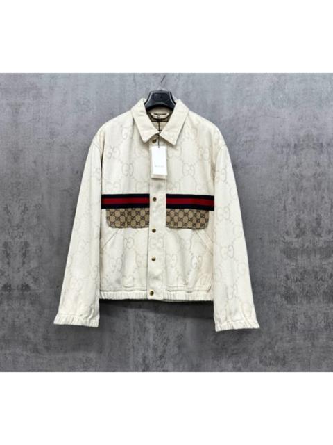 GUCCI Gucci New All-Logo Embroidered Button-Up Zipper Jacket