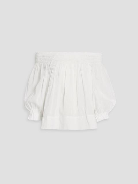 FARM RIO Off-the-shoulder embellished cotton-gauze top