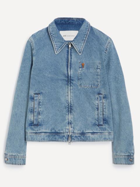 AMI Paris Denim Zip-Up Ami de Coeur Jacket