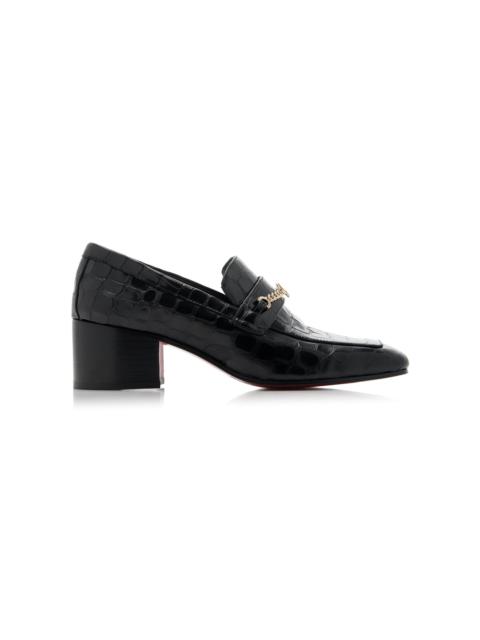 Christian Louboutin MJ Moc 50mm Croc-Embossed Leather Pumps black